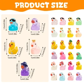 GTUDOR 52PCS Mini Resin Ducks, Tiny Plastic Ducks Bulk Little Ducks to Hide Small Miniature Duck Charm Ornament Mini Animals Figures Party Home Garden Micro Landscape Decoration