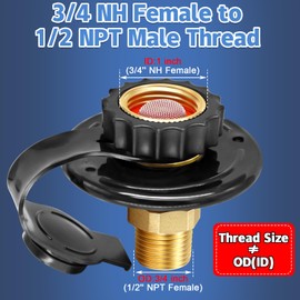 Boltigen 2Pcs RV City Water Inlet with Check Valve, RV Water Inlet Connection, 3/4 NH Female to 1/2 NPT Male Lead-Free Brass RV City Water Flange Inlet Replacement
