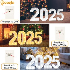 Pooqla LED Light Up Numbers, Warm White and Cool White Decorative Lighted Marquee Numbers, Light Up Numbers for Boys Girls Party, Wedding, Bar, Night Light, Room Decor, Birthday Decoration, Number 0