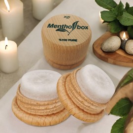 Mentholbox Mentholbox Mentholstein, Menthol Box, Migräne, erfrischende und kühlende Menthol-Macaron, zum Bestreichen von Stirn und Nacken, Menthol Spa Massage, reines Kristall-Menthol (1x6g)