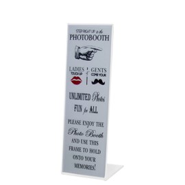 Photo Booth Nook 25 2X6 Slanted Acrylic Picture Frames with Inserts, Plastic Photobooth Strip Holder Stand Design, Table Top Style Frame for Wedding, Grad Party, Baby Shower Display- Vertical