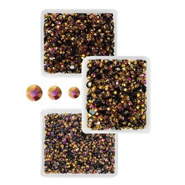 qiipii Golden Rose AB Resin Rhinestones for Crafting 3mm 4mm 5mm Golden AB Flatback Jelly Stones Bulk SS10 SS16 SS20 Non-Hotfix Diamonds Crystals Gems for Nails Face Eyes Makeup Tumblers DIY Crafts