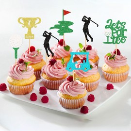 Cyodoos Cyodoos 24Pcs Golf Theme Cupcake Toppers Trophy Lawn Golf cart players Cupcake Picks Golf Ball Birthday Cake Decorations for Baby Shower Party Cake Decorations Supplies, Green