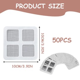 50 Pieces Hair Strainer Shower, Drain Hair Catcher, Floor Drain Sticker, Space Rinse Strainer Sticker, Bathroom Hair Catcher, Shower Drain Mesh Sticker for Bathroom Accessories, Essentials for Kitchen