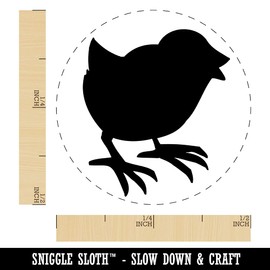 Baby Chick Chicken Standing Solid Self-Inking Rubber Stamp Ink Stamper for Stamping Crafting Planners - 1/2 Inch Mini - Orange Ink