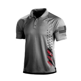 H HYFOL Short Sleeve Polo Shirts for Men Graphic Stretch Casual Raglan Golf Polos for Men(Grey,XL)