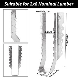 ACXFOND 20 Pcs 2x10 Joist Hangers for Wood, 20 Gauge Galvanizing Joist Hanger Tie Brackets for Rafters for Wood Hurricane Ties Widely Applicable Rafter Ties