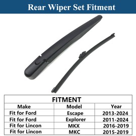 Windshield Wiper Arm & Wiper Blade Set for Ford Escape 2013-2024,Explorer 2011-2024 and 2016-2019 Lincon MKX Rear Window Back Wiper Arm Blade Replacement OEM # BB5Z17528A, BB5Z17C526A, BB5Z17526C