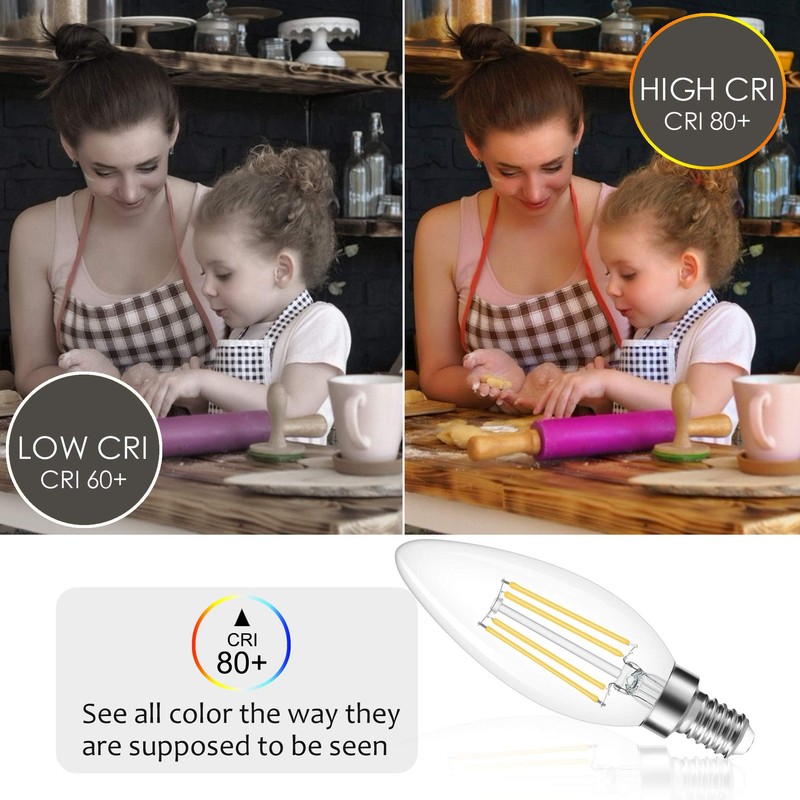 Cotanic Dimmable E12 Candelabra LED Bulbs, 60W Equivalent,4000K Daylight,600LM Ceiling