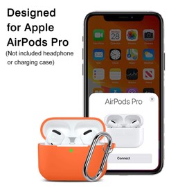 Hamile Compatible with AirPods Pro Case Protective Silicone Airpod Case Shockproof Cover Skin for Airpod Pro 2019 Charging Case, with Keychain, Orange