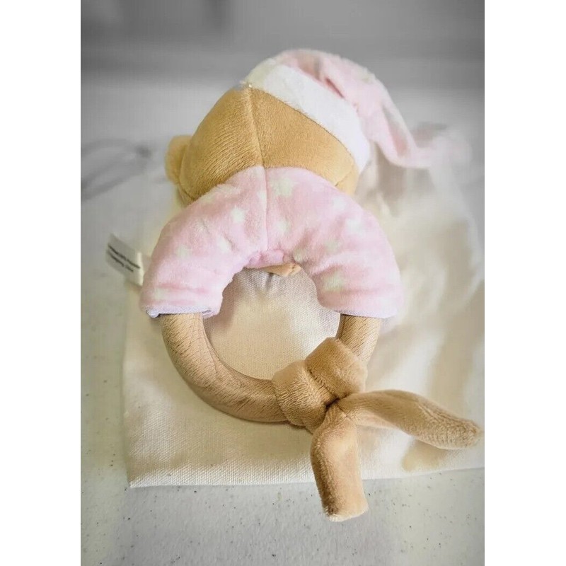 Pebble Pink Teddy Bear Baby Rattle Teething Ring / Baby