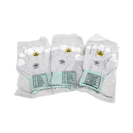 Kill Stat 3 Pairs Antistatic Carbon Fingertip Gloves For PC Building, PU Coated, Non Slip, Reusable, For Electronics PC Computer Phone Repair, ESD Safe, Grey, Large