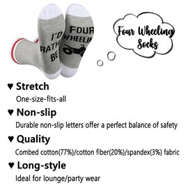 PWHAOO Four Wheeler Gift I’d Rather Be Four Wheeling Socks Four Wheeler Socks Riding Gift (Rather Be Four Wheeling 2P)