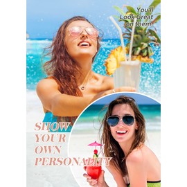 CGID Pilot Sunglasses for Women Polarized UV400 Protection 58MM Pilot Ladies Metal Shades 2 Pack Gold Frame Pink Grey Lens