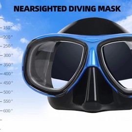 Nearsighted Snorkeling Gear for Adults Youth, Professional Full Dry Top Silicone Snorkel Set, Anti-Fog Scuba Diving Mask with Adjustable Strap