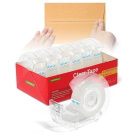 Clear Tape Rolls-6 Pack Transparent Tape with Dispensers-7/10 X 1000 Inches Gift Wrap Tape for School Office Home