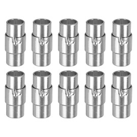 Sourcing Map Leather Cord End Clasp, 10pcs 6mm Hole Leather Clasps, Cord End Caps Closures for Jewelry Making DIY Crafts, Silver