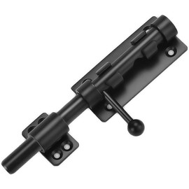 Litensh 160 Lockable Door Bolt Bolt with Padlock Hole, 304 Stainless Steel Sliding Latch, 14 mm Solid Barrel Bolt, Throw Latch Lock, Door Lock, Interior Door, Black