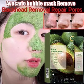 Complex Acid Avocado Bubble Facial Mask Remove Blackheads Deep Cleansing Oil Control Anti-Acne Whitening Facial Skin Care，Deep Cleansing Pore Softening cutin Remove Blackheads Whitening Brightening Oil Control Facial Mask 12pcs  泡泡面膜