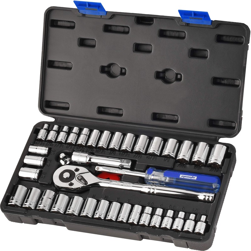 EPAuto 40 Pieces 1/4-Inch & 3/8-Inch Drive Socket Set with