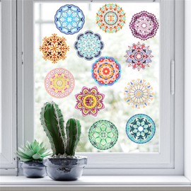 12 Pcs Classic Mandala Glass Decals Product Showcase Glass Decoration Electrostatic Stickers