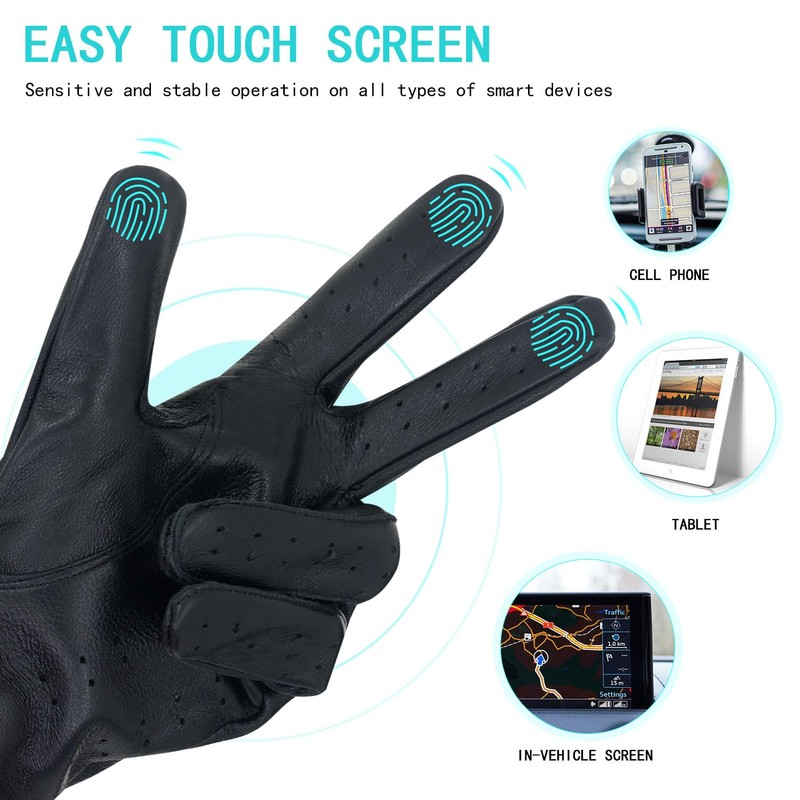 ZLUXURQ Men's Luxury 100% Sheepskin Driving Gloves Soft High Quality