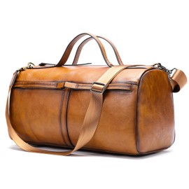 Travel Duffle Bag, High-end Weekender Bags for Women, Handmade Leather Duffel Gym Bag for Men, Carry On Luggage Overnight Bag Brown