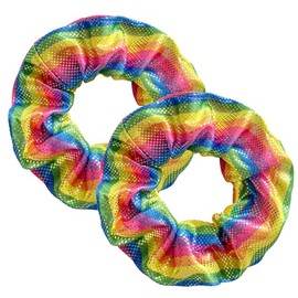 2 Pieces Scrunchies Rainbow Hair Scrunchies, Elastic Hair Bands Scrunchy, Colorful Hair Ties Ropes for Women Girls Gymnastics Birthday Party Favors