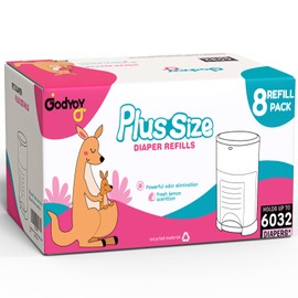 Diaper Pail Refill Bags Compatible with DEKOR PLUS Diaper Pail Refills, 8Pack Extra 40% Length Diaper Pail Bags Liners Hold 6032 Diapers,Extra 30% Thickness Multi-layer Odor Control, Fresh Lemon Scent