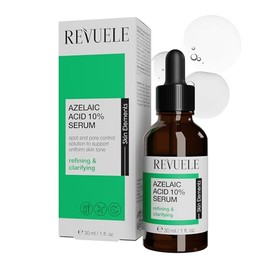 Revuele Azelaic Acid 10% Face Serum - Concentrated Care to Refine Skin Texture Reduces Visible Pores Evens Skin Tone and Softens Redness Evening Routine 30ml