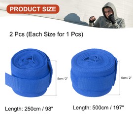 PATIKIL Boxing Hand Wraps, 1 Set 98&197 Inch Length Elastic Boxing Wraps Cotton Fist Mitts Wrist Straps Protection for Muay Thai Martial Arts Kickboxing Bandages, Blue