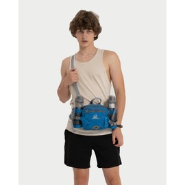 WATERFLY Waist Bag Fanny Pack with Water Bottle Holder Hiking Waist Pack for Men Women Traveling Walking Camping Waist Pouch