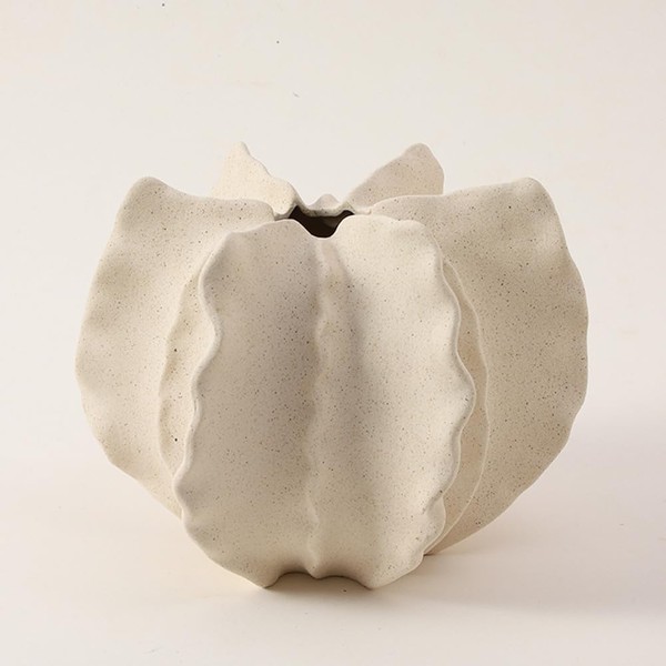 White Ceramic Vase Modern Home Decor, Unique Vase Round Matte