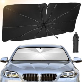 BITOYO Sun Protection Car Windscreen 145 x 83 cm, Car Sun Protection Windscreen Indoor, UV Protection Windscreen Sun Visor, Foldable Windscreen Cover, Parasol for Most Cars