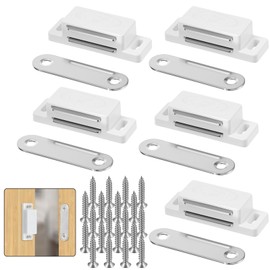 5 Packs Magnetic Door Catch Cabinet Sturdy White Door Magnetic Catch for Cabinet Closet Doors Strong Magnet Catches for Doors Wardrobe Drawers and Shutters