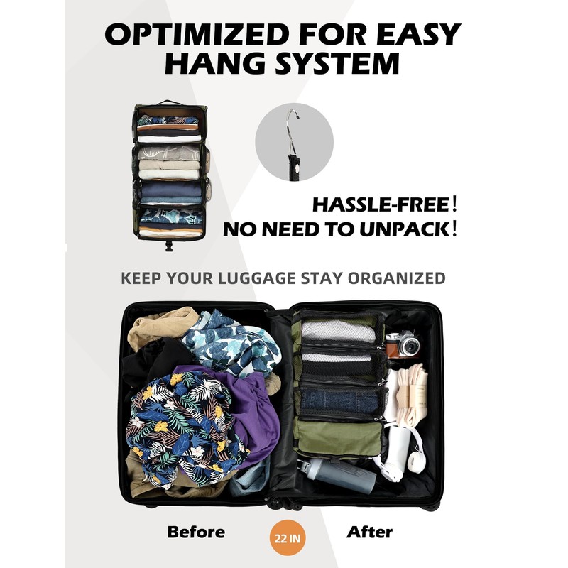 ELEZAY Hanging Packing Cubes All in One Ultra-Light Travel Shelves