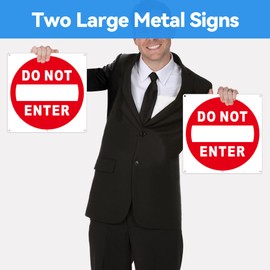 (2 Pack) Do Not Enter Sign, 12x12 Inches Keep Out No Entry Signs, Aluminum Reflective Do Not Enter Metal Signage, Weather Resistant and Easy to Install (White and Red)