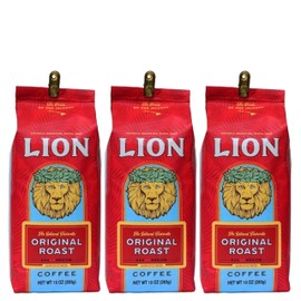 Lion Coffee 3-Pack Classic Original Ground Coffee, Medium Roast, A Taste of Aloha - 10 Ounce Bags (Pack of Three)