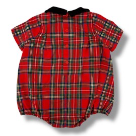 Edgehill Collection Tartan Plaid Christmas Holiday Bubble Romper Boys Sz 9 Mos