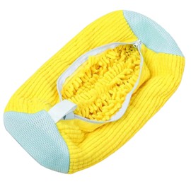 Washing Machine Bag with 360 Wrap-Around Fully Wrapped Soft Brush, Laundry Bag with Premium Zipper and Hanging Buckle, Reusable & Portable Deep Cleaning Doll Bag for Dryer, All Shoe Types(Yellow)