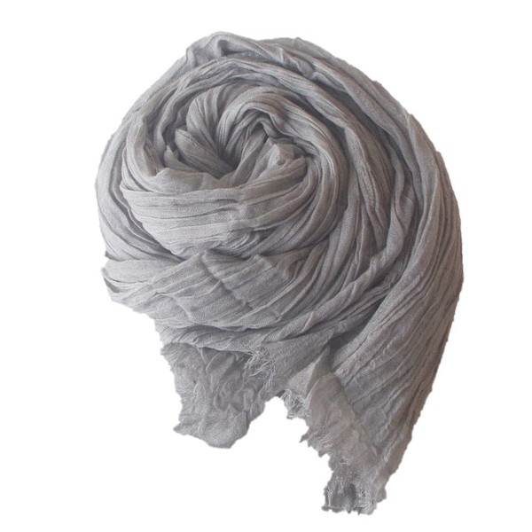 Cotton Stole, Long, Spring/Summer, Large, Pleated Washer, Wrinkle-treated Men's, Women's,