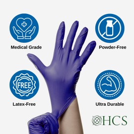 HCS Bulk Nitrile Gloves - (2500/Case) Medical Gloves Disposable - Latex-Free Rubber Glove - Disposable Glove, Chemo Rated - Dark Purple Nitrile Exam, Medium