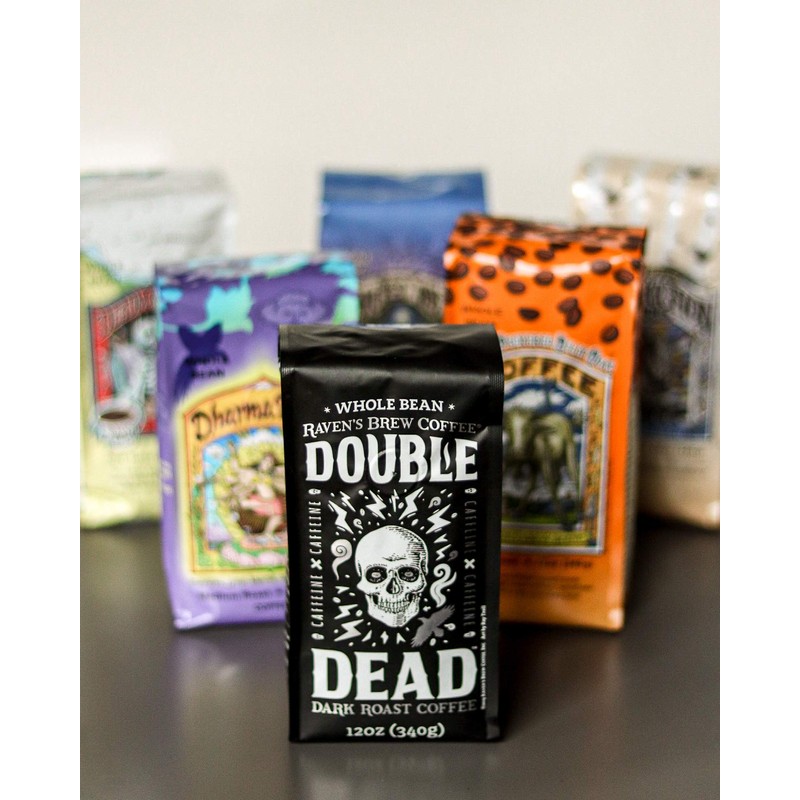 Raven's Brew Coffee High Caffeine Coffee Dark Roast Ground -
