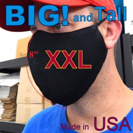 ICYROSE XXL 7"/ XL 6.5" Extra Large Face Mask Big and Tall 3 Ply Beard Mask Cotton with nose wire Filter Pocket adjustable ear loop (Black XXL)
