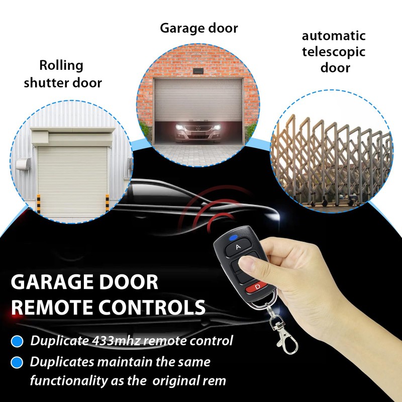 Pack of 4 Universal Garage Door Remote Controls 433 MHz