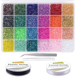 EuTengHao 14400 Pieces Tube Beads Pen Beads Small Craft Spacer Beads for DIY Bracelet Necklace Crafts Jewelry Making (3mm, 24 Colors)