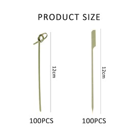 USHXVG 200 Pieces Bamboo Skewers, Barbecue & Cocktail Skewers, Straight & Rosette Designs, 12cm, Brown