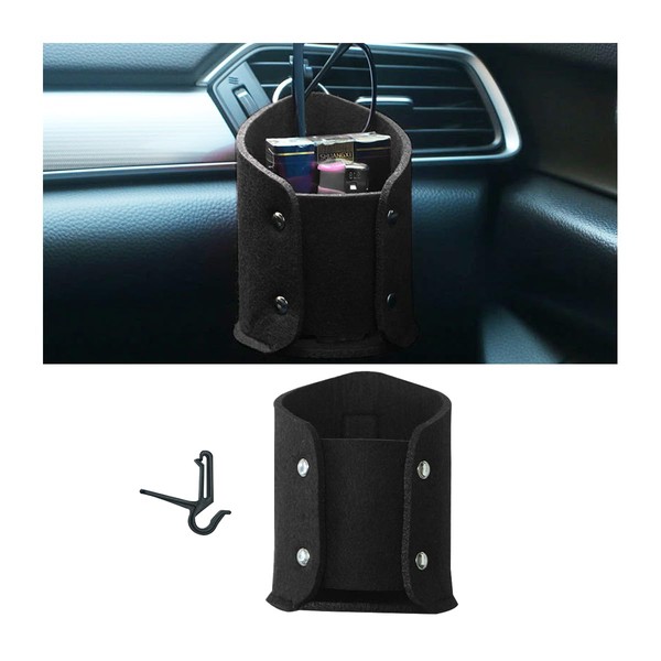 JNNJ Car Air Vent Universal Storage Bag, Car Mobile Phone Storage Box for Hanging, Portable Car Bag for Phone, Sunglasses, Coin (Black)