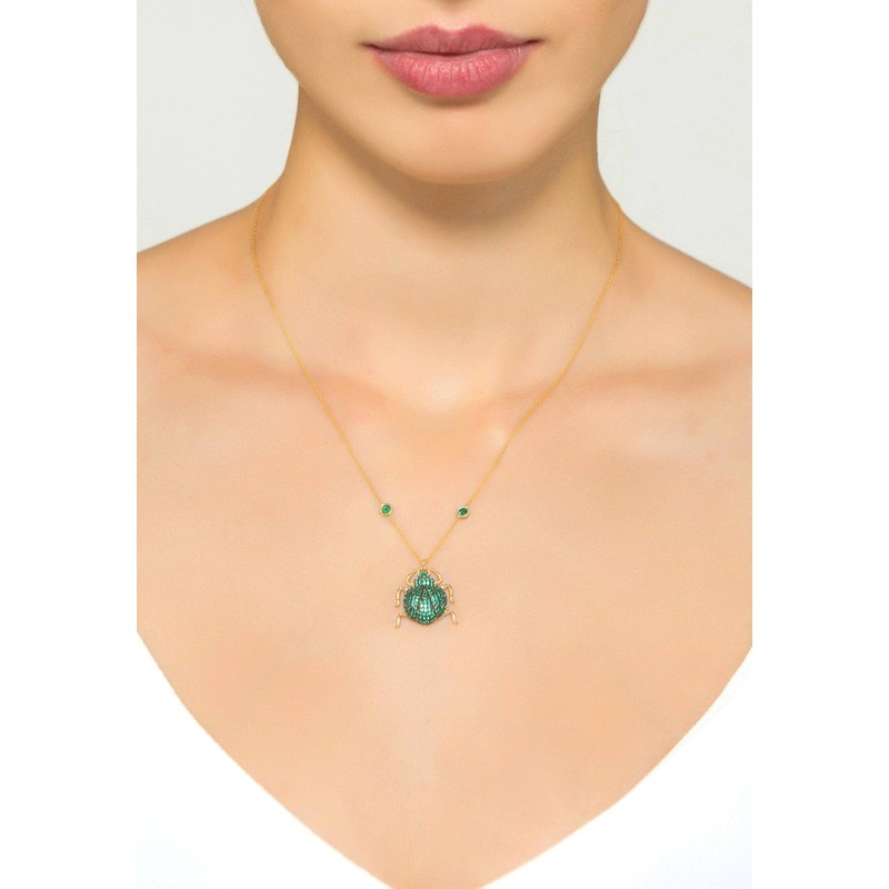 LATELITA Scarab Beetle Pendant Necklace 18ct Gold Plated Sterling Silver