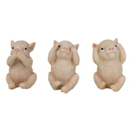 Ebros Gift Rustic Cottage Country Hog Heavens Piglet Pigs in See Hear Speak No Evil Poses Figurines Set Farmhouse Western Pig Accent Animal Farm Sculptures